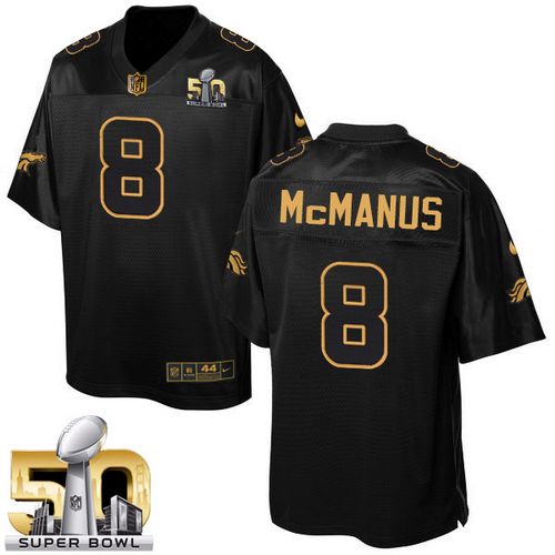 Nike Broncos #8 Brandon McManus Black Super Bowl 50 Men's Stitched NFL Elite Pro Line Gold Collection Jersey - Click Image to Close